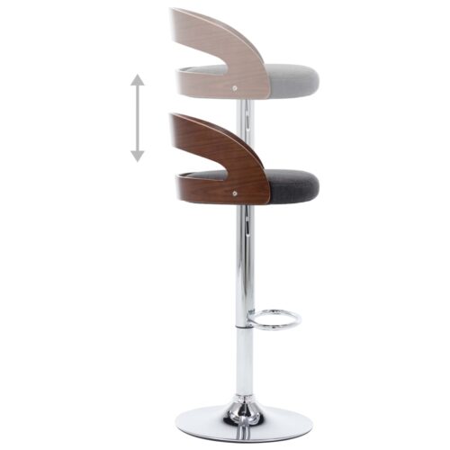 Bar Stools 2pcs Dark Grey Fabric Bentwood - Image 6