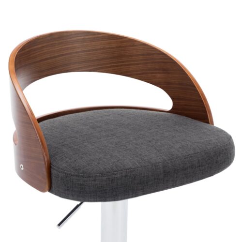 Bar Stools 2pcs Dark Grey Fabric Bentwood - Image 8