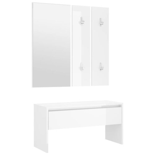 Hallway Furniture Set White Engineered Wood - Image 6
