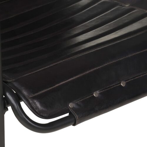 Relaxing Armchair with a Footrest Black Real Leather - Image 5