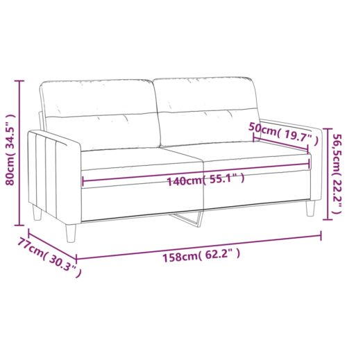2-Seater Sofa Lounge Couch Loveseat Futon Accent Chair Fabric Light Grey 140cm - Image 8