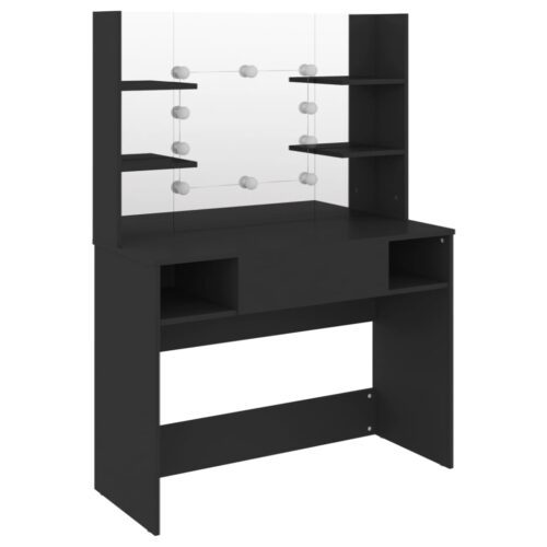Dressing Table with LED Lights Hollywood Mirror Makeup Vanity Dresser Black 100x40x135cm - Image 2