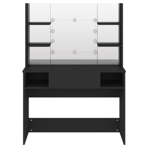 Dressing Table with LED Lights Hollywood Mirror Makeup Vanity Dresser Black 100x40x135cm - Image 3