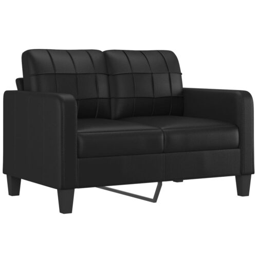 2-Seater Sofa Lounge Couch Futon Chair Modern Fabric Faux Leather Black 120cm