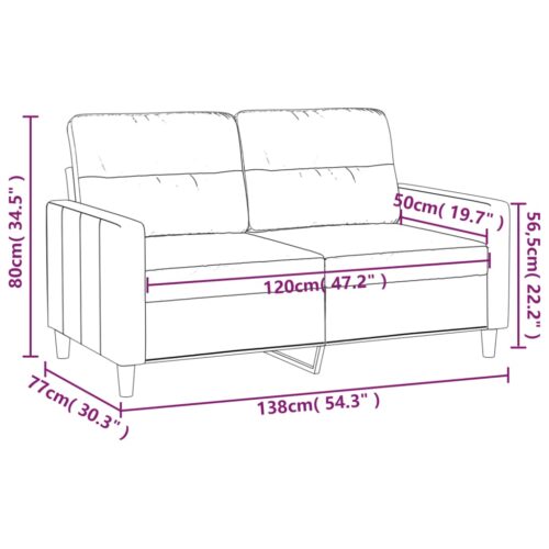 2-Seater Sofa Lounge Couch Modern Living Room Futon Chair Fabric Black 120cm - Image 8