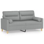 2-Seater Sofa with Cushions Lounge Couch Loveseat Futon Chair Fabric Grey 140cm