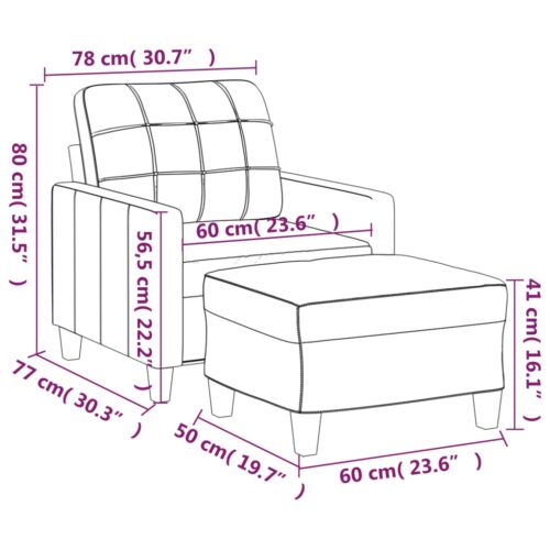 Faux Leather Sofa Chair with Footstool Lounge Couch Ottoman Armchair Cappuccino - Image 7
