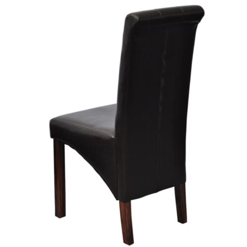 Dining Chairs 2 pcs Brown Faux Leather - Image 4