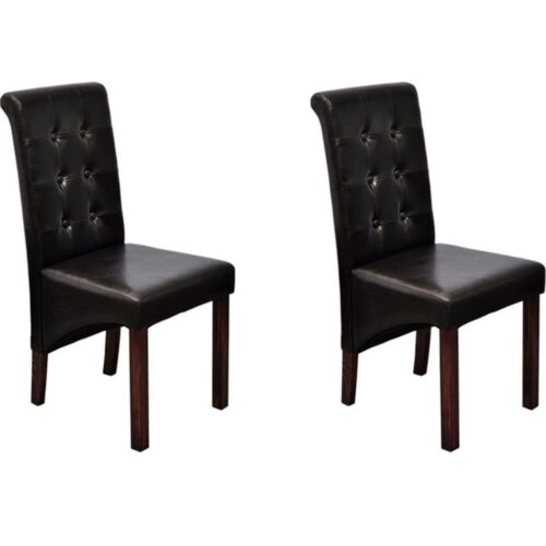 Dining Chairs 2 pcs Brown Faux Leather - Image 7