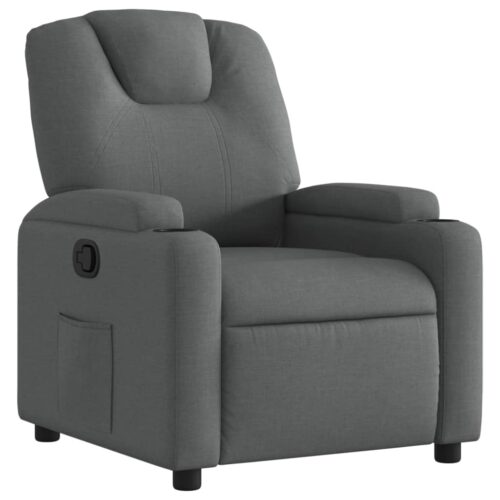 Fabric Recliner Chair Sofa Lounge Accent Single Couch Armchair Chairs Dark Grey - Image 2