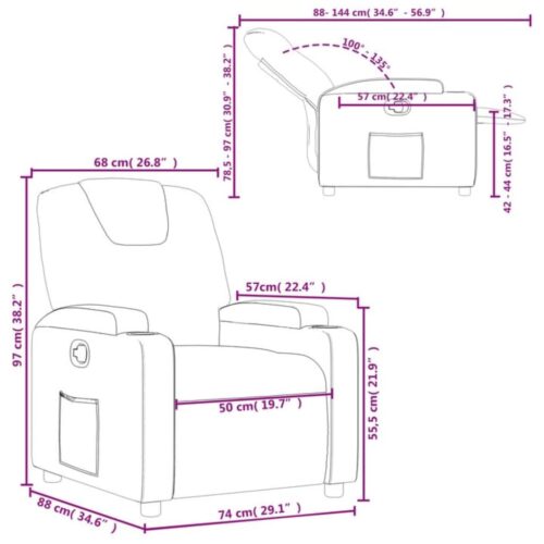 Fabric Recliner Chair Sofa Lounge Accent Single Couch Armchair Chairs Dark Grey - Image 11