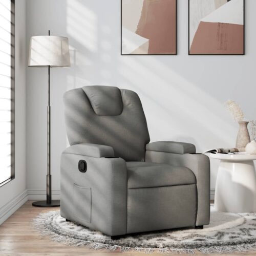 Fabric Recliner Chair Sofa Lounge Accent Single Couch Armchair Chairs Dark Grey - Image 12