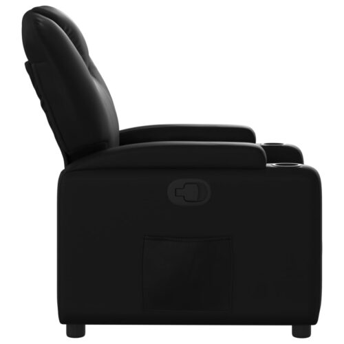 Recliner Chair Sofa Lounge Accent Single Movie Couch Armchair Faux Leather Black - Image 4