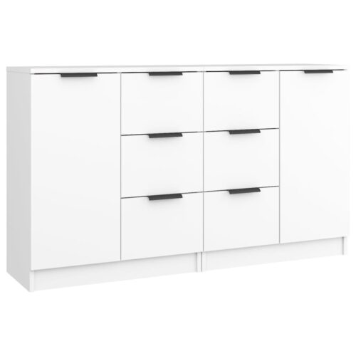 2-Piece Buffet Drawers Sideboard Cabinet Storage Shelf Hallway Table Wooden White