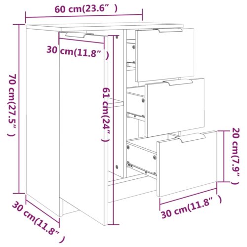 2-Piece Buffet Drawers Sideboard Cabinet Storage Shelf Hallway Table Wooden White - Image 8