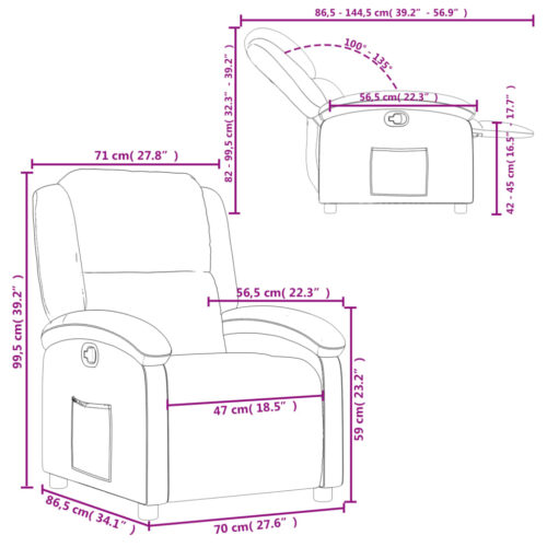 Recliner Chair Black Fabric - Image 11