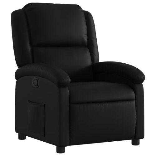 Recliner Chair Sofa Lounge Accent Single Movie Couch Armchair Faux Leather Black - Image 2