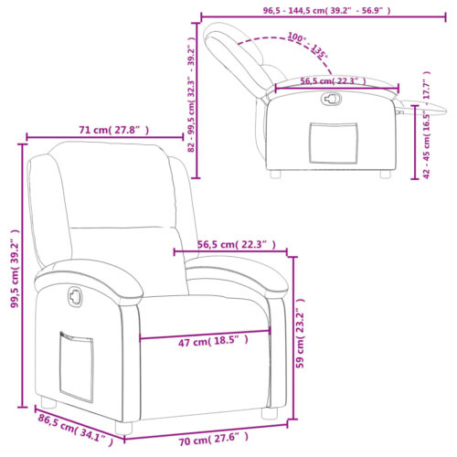 Recliner Chair Sofa Lounge Accent Single Movie Couch Armchair Faux Leather Black - Image 11