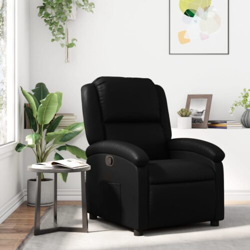 Recliner Chair Sofa Lounge Accent Single Movie Couch Armchair Faux Leather Black - Image 12