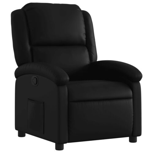 Recliner Chair Sofa Lounge Accent Single Movie Couch Armchair Faux Leather Black - Image 2
