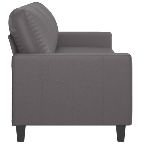 3-Seater Sofa Lounge Couch Futon Accent Chair Modern Faux Leather Grey 180cm - Image 4