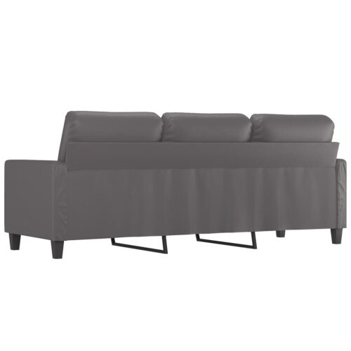 3-Seater Sofa Lounge Couch Futon Accent Chair Modern Faux Leather Grey 180cm - Image 5