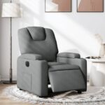 Electric Recliner Chair Sofa Lounge Single Couch TV Accent Armchair Fabric Grey