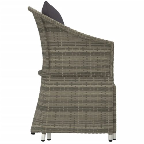 2-Piece Garden Lounge Set with Cushions Grey Poly Rattan Wicker Outdoor Patio Furniture - Image 7