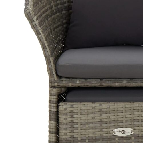 2-Piece Garden Lounge Set with Cushions Grey Poly Rattan Wicker Outdoor Patio Furniture - Image 9