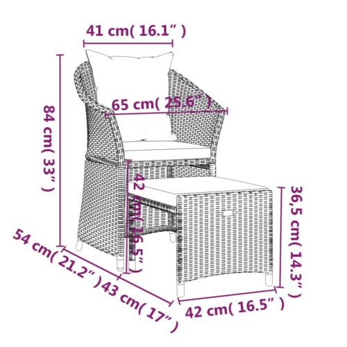 2-Piece Garden Lounge Set with Cushions Grey Poly Rattan Wicker Outdoor Patio Furniture - Image 10