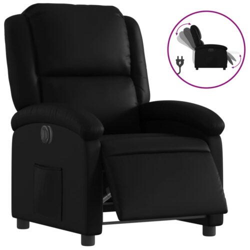 Electric Recliner Chair Sofa Lounge Couch Accent TV Armchair Faux Leather Black - Image 2