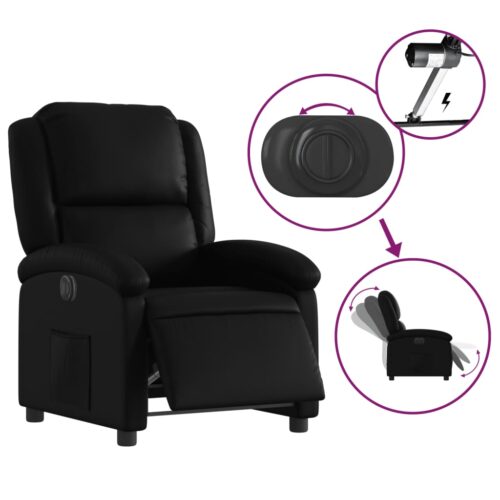 Electric Recliner Chair Sofa Lounge Couch Accent TV Armchair Faux Leather Black - Image 5
