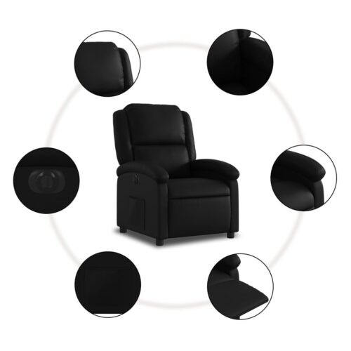 Electric Recliner Chair Sofa Lounge Couch Accent TV Armchair Faux Leather Black - Image 7