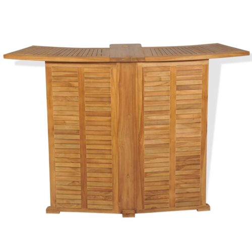 Folding Bar Table 155x53x105cm Solid Teak Wood - Image 4