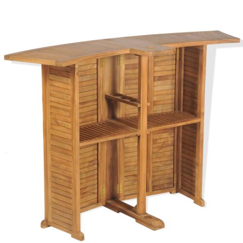 Folding Bar Table 155x53x105cm Solid Teak Wood - Image 6