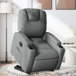 Lift Up Stand Recliner Chair Sofa Lounge Accent Couch Armchair Fabric Light Grey