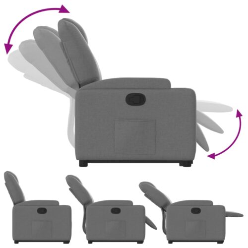 Lift Up Stand Recliner Chair Sofa Lounge Accent Couch Armchair Fabric Light Grey - Image 6