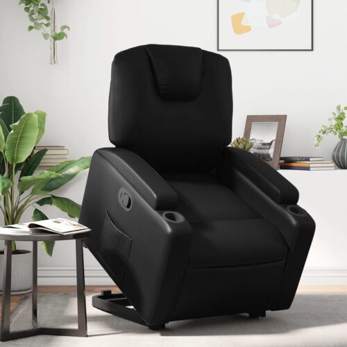 Lift Stand Recliner Chair Sofa Lounge Accent Couch Armchair Faux Leather Black