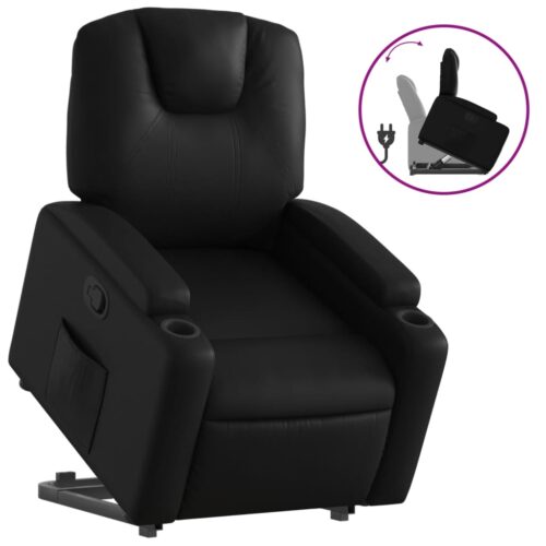 Lift Stand Recliner Chair Sofa Lounge Accent Couch Armchair Faux Leather Black - Image 2