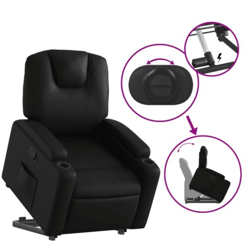 Lift Stand Recliner Chair Sofa Lounge Accent Couch Armchair Faux Leather Black - Image 5