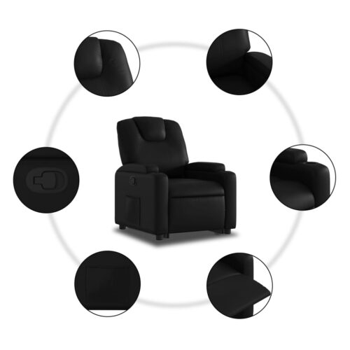 Lift Stand Recliner Chair Sofa Lounge Accent Couch Armchair Faux Leather Black - Image 7