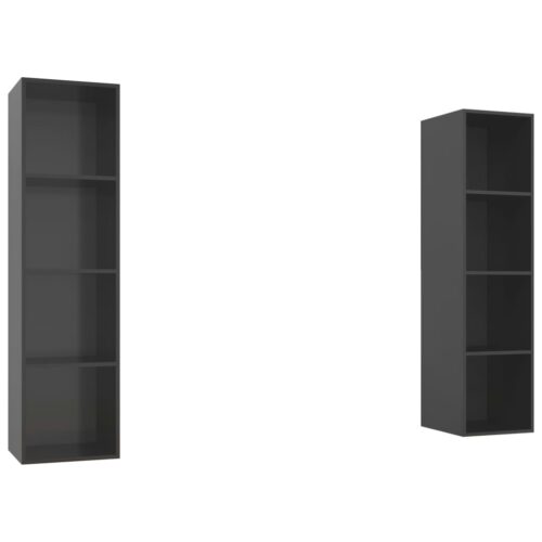 Wall-mounted TV Cabinets 2pcs High Gloss Grey Engineered Wood - Image 2