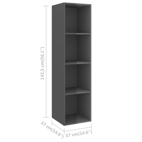 Wall-mounted TV Cabinets 2pcs High Gloss Grey Engineered Wood - Image 5