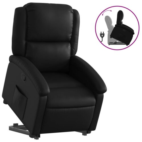 Lift Stand Recliner Chair Sofa Lounge Accent Couch Armchair Faux Leather Black - Image 2