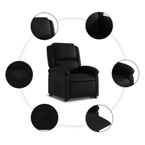 Lift Stand Recliner Chair Sofa Lounge Accent Couch Armchair Faux Leather Black - Image 7