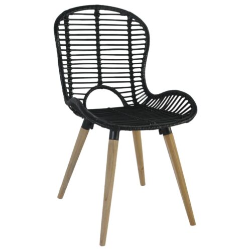 Dining Chairs 4pcs Black Natural Rattan - Image 3