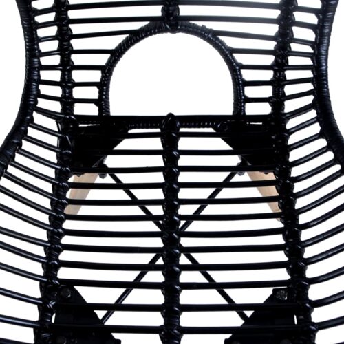 Dining Chairs 4pcs Black Natural Rattan - Image 4