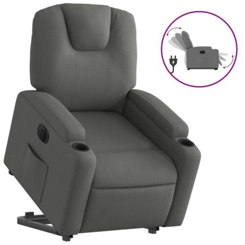 Electric Lift Recliner Chair Sofa Lounge Accent Couch Armchair Fabric Dark Grey - Image 2