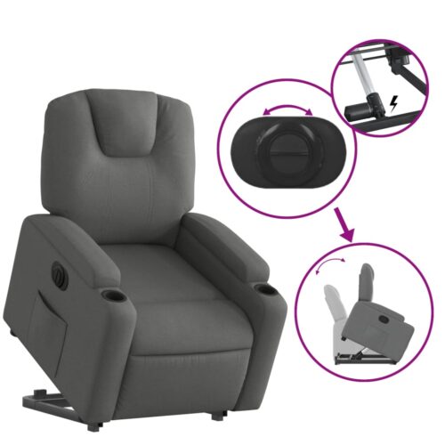 Electric Lift Recliner Chair Sofa Lounge Accent Couch Armchair Fabric Dark Grey - Image 10