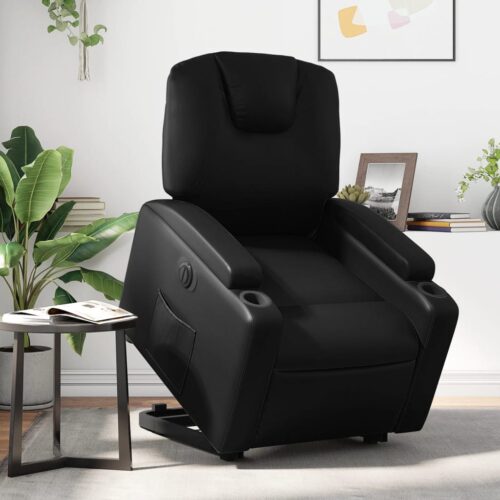 Electric Lift Stand Recliner Chair Sofa Lounge Couch Armchair Faux Leather Black